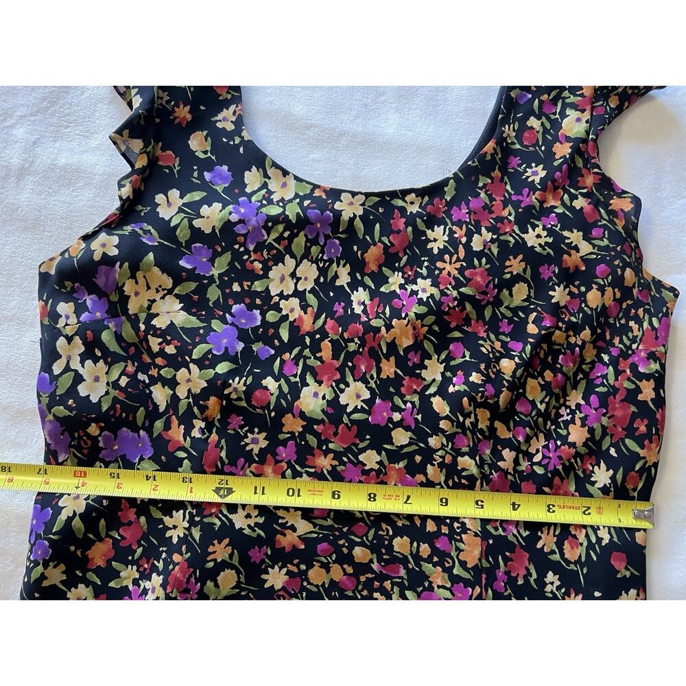 Talbots Size 12 Pure Silk Dress Womens Black Floral Feminine Vintage Y2K - Picture 15 of 16